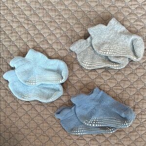 Baby Nonslip 3 Pairs of Socks Set - Blue and Gray